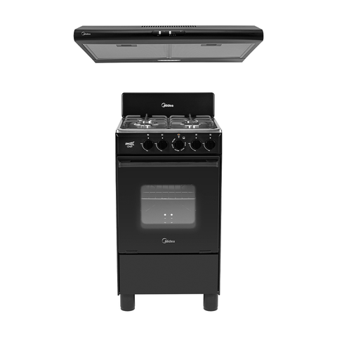Estufa de piso con copete 20" InoxChef Negra + Campana de Pared 24” Slim Negro Mate Estufa de piso con copete 20" InoxChef Negra + Campana de Pared 24” Slim Negro Mate