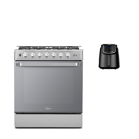 Estufa de piso con capelo 30" Xtreme Chef-Air Acero Inoxidable + Freidora de Aire Digital Inner Chef 4L Estufa de piso con capelo 30" Xtreme Chef-Air Acero Inoxidable + Freidora de Aire Digital Inner Chef 4L