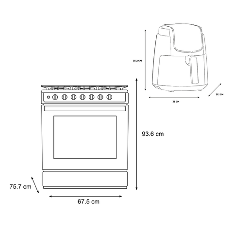 Estufa de piso con capelo 30" Xtreme Chef-Air Acero Inoxidable + Freidora de Aire Digital Inner Chef 4L Estufa de piso con capelo 30" Xtreme Chef-Air Acero Inoxidable + Freidora de Aire Digital Inner Chef 4L