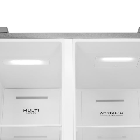 Refrigerador Automático Midea Side By Side Inverter Quattro Bru Steel 17 Pies Cúbicos con Wifi Refrigerador Automático Midea Side By Side Inverter Quattro Bru Steel 17 Pies Cúbicos con Wifi