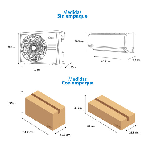 Minisplit Midea Inverter Solo frío 1 Tonelada (12,000 BTU's) 220V MAS12C2ECS Minisplit Midea Inverter Solo frío 1 Tonelada (12,000 BTU's) 220V MAS12C2ECS