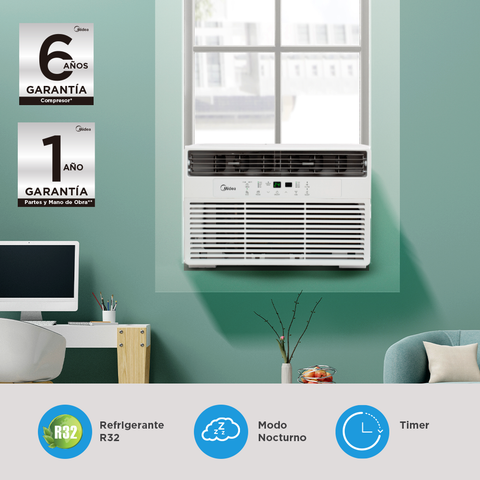 Aire acondicionado ventana 12,000 BTU 1Ton Midea Blanco 110V MAW12C1OUK Aire acondicionado ventana 12,000 BTU 1Ton Midea Blanco 110V MAW12C1OUK