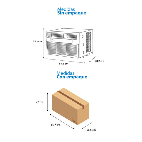 Aire acondicionado ventana 12,000 BTU 1Ton Midea Blanco 110V MAW12C1OUK Aire acondicionado ventana 12,000 BTU 1Ton Midea Blanco 110V MAW12C1OUK