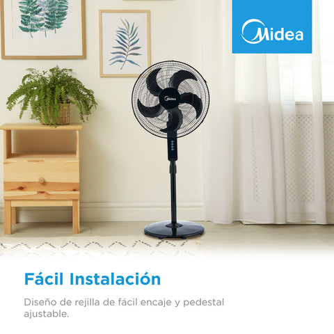 Ventilador Midea De Pedestal 3 Velocidades Negro Ventilador Midea De Pedestal 3 Velocidades Negro
