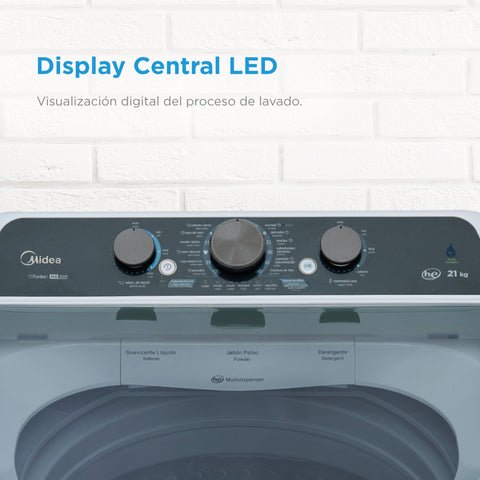 Lavadora Midea Carga Superior 21Kg Vortex Wash Agitador