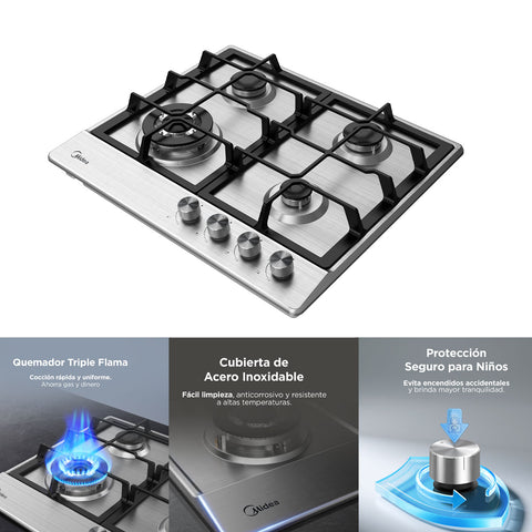 Combo Parrilla Campana Midea Empotrable 24” I 60cm