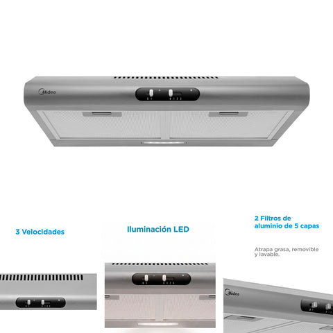 Combo Parrilla Campana Midea Empotrable 24” I 60cm