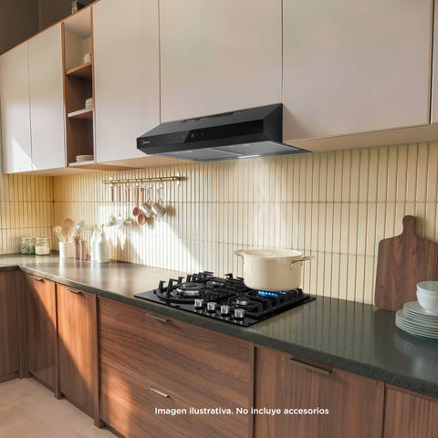 Combo Midea Parrilla 4 Quemadores Campana Extractora 24 Pulg