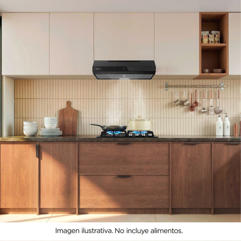 Combo Midea Parrilla 4 Quemadores Campana Extractora 24 Pulg