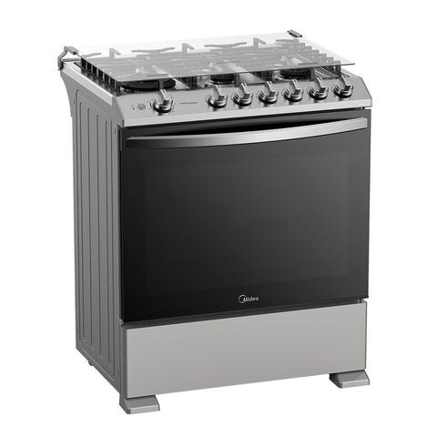 Estufa  de Piso Midea con Capelo 30" MASTER COOK Silver