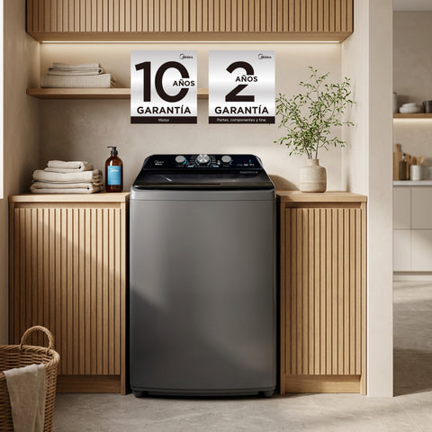 Lavadora Carga Superior Midea 22Kg Vortex Wash Agitador Gris