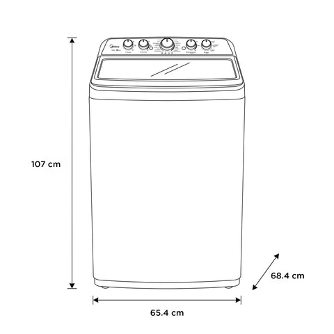 Lavadora Carga Superior Midea 22Kg Vortex Wash Agitador Gris