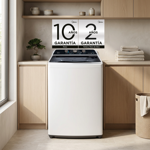 Lavadora Carga Superior 22Kg Midea Vortex Wash Agitador Blanca MA500W22/W
