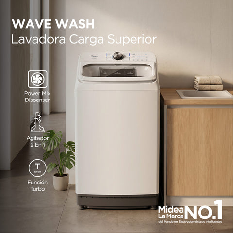 Lavadora Midea 18 Kg Automática con Agitador Blanca