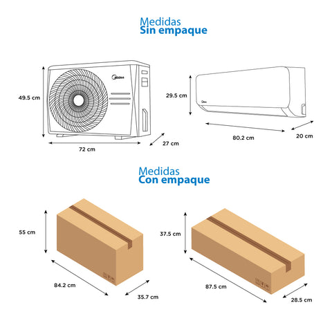 Minisplit Midea On Off Solo Frío 1 Tonelada 12000BTUs 110V