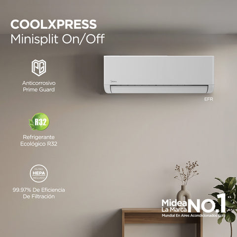 Minisplit Midea CoolXpress, 1 Ton, Frío-Calor, 115V