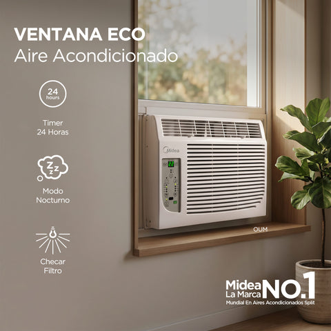 Aire Acondicionado Ventana Midea ECO, 12,000 BTU, Frío, 110v