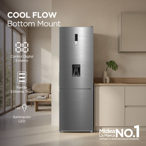 Refrigerador Midea Bottom Mount Bru Steel 11 Píes