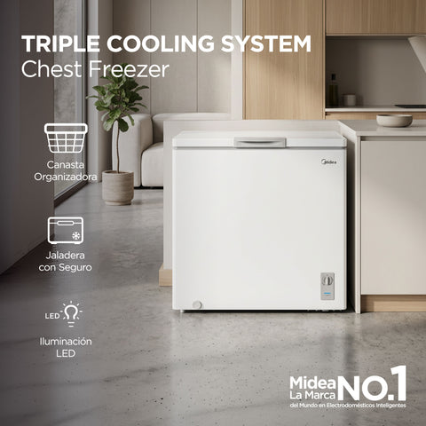 Congelador Midea Triple Cooling System Blanco 7 Pies Cúbicos