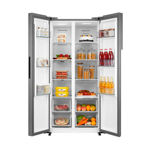 Refrigerador Midea Automático Side By Side Inverter Quattro Bru Steel 17 Pies Cúbicos con Wifi