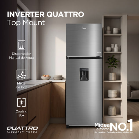 Refigerador Midea Top Mount Inverter Quattro 12 Pies