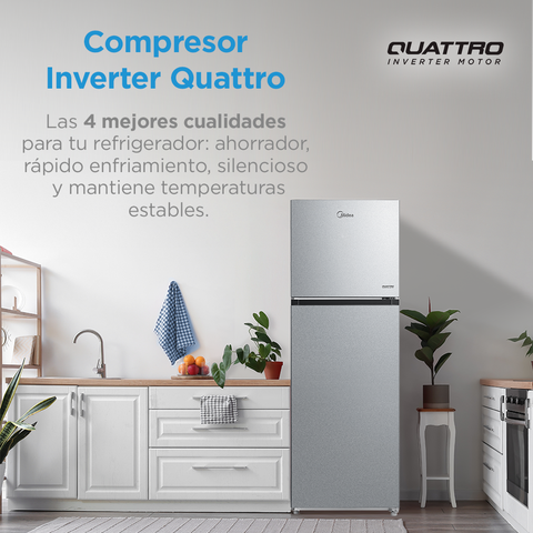 Refrigerador Top Mount 12 pies Midea Inverter Quattro Lake Silver