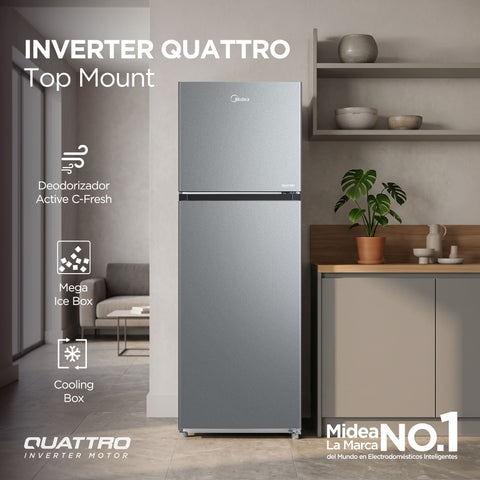 Refrigerador Top Mount 12 pies Midea Inverter Quattro Lake Silver