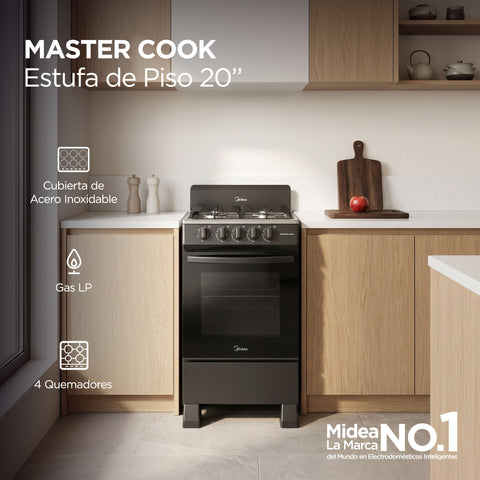 Estufa de piso Midea con copete 20" MasterCook Negra