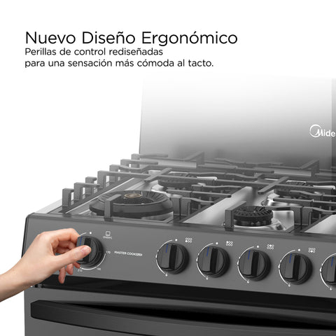 Estufa de piso Midea con copete 30" MASTER COOK Plus Negra