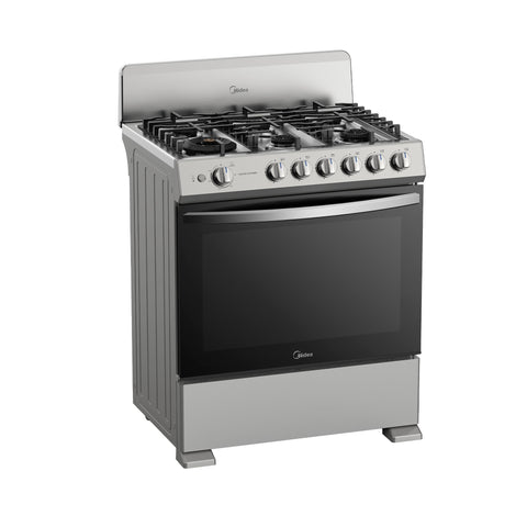 Estufa de piso Midea con copete 30¨ MASTER COOK Plus Silver