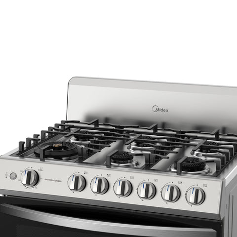 Estufa de piso Midea con copete 30¨ MASTER COOK Plus Silver