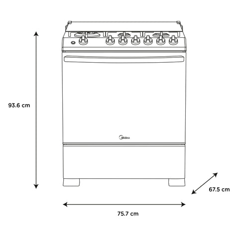 Estufa de piso Midea con capelo 30¨ MASTER COOK Pro Dark Inox
