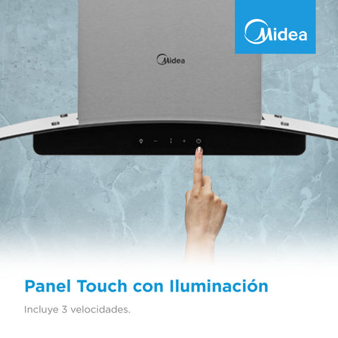 Campana Decorativa de Pared 36 Midea Vidrio Templado Curvo