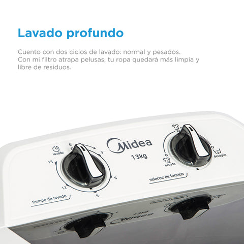 Lavadora Midea 13 kg Manual Blanca