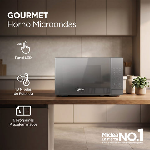 Horno Microondas Midea 0.7 pies Negro Espejo
