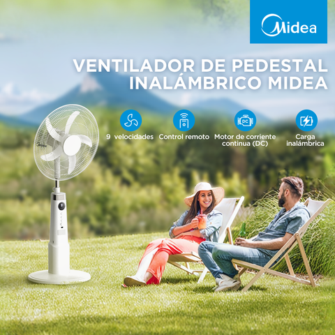 Ventilador Inalámbrico 18 pul Midea MSF18MRCBK Blanco