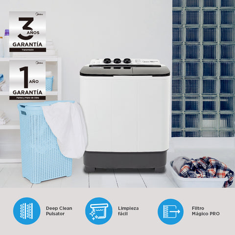 Lavadora Semiautomática Doble Tina 11 Kg Blanca Impulsor