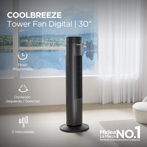 Ventilador de Torre 30" Midea CoolBreeze Negro MTF30RABK