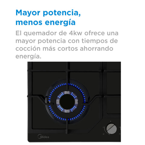 Parrilla Empotrable a Gas 24 Midea Cristal Templado