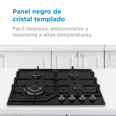 Parrilla Empotrable a Gas 24 Midea Cristal Templado