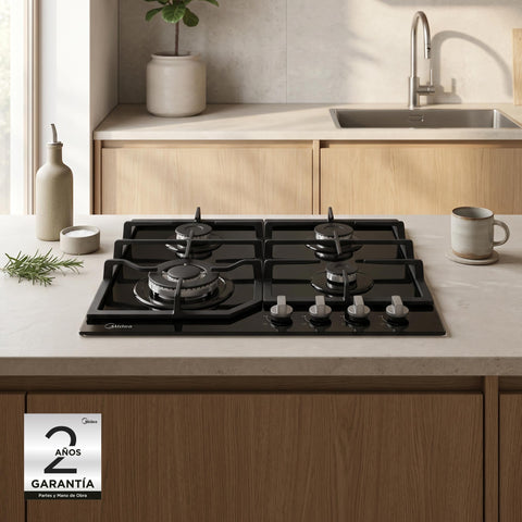 Parrilla Empotrable a Gas 24 Midea Cristal Templado