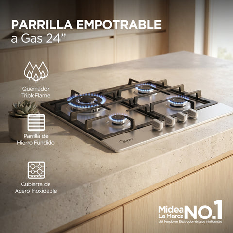 Parrilla Empotrable a Gas 24 Midea Acero Inoxidable